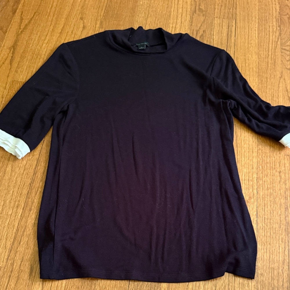 Ann Taylor black short sleeve mock turtleneck Sweater